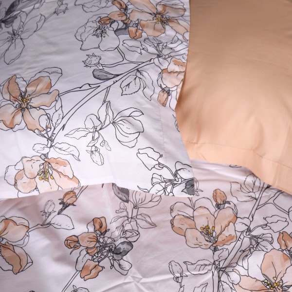 Фото - Комплект постільної білизни MirSon Поплін 00-2 Beige Flowers 220х240 (2200009700286)